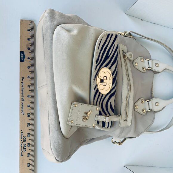 EMMA FOX LEATHER PURSE BAG POCKETBOOK COMPUTER BAG COW PRINT ACCENT PERFECT - Picture 8 of 15